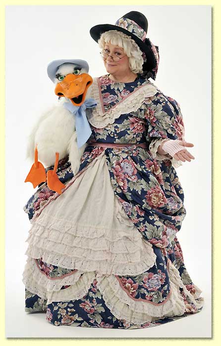 Mother Goose holding a Goose Puppet!