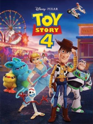 DVD cover of "Toy Story 4" featuring characters at a fairground