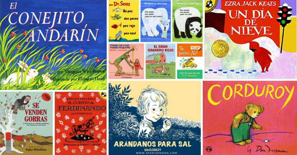 Bilingual book covers.
