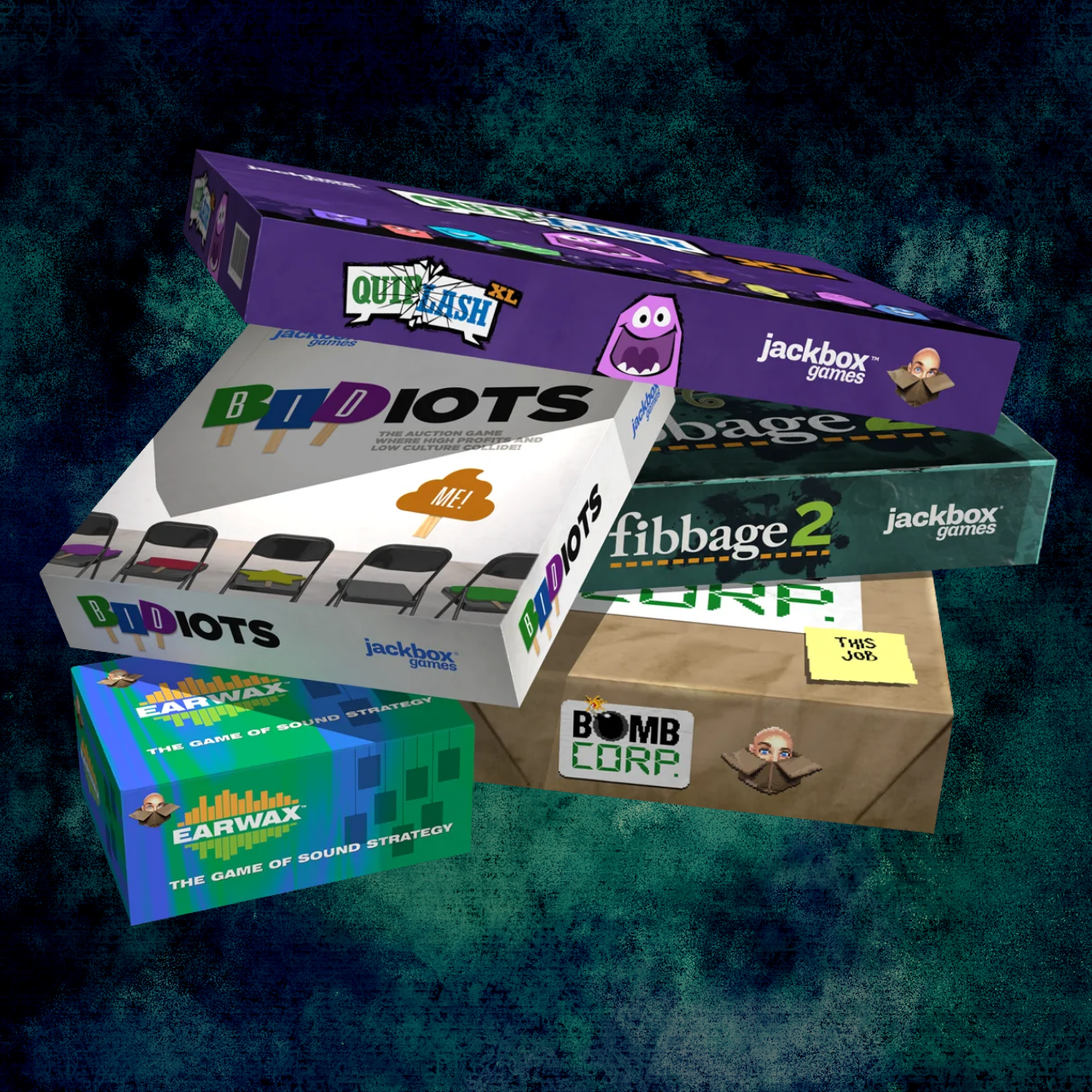 A collection of game boxes