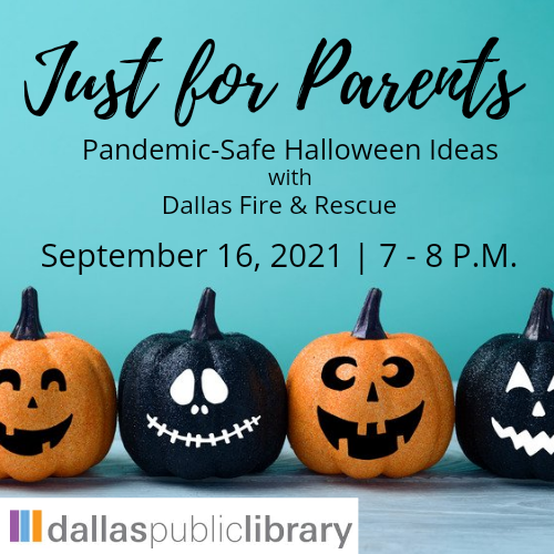 Just for Parents real background orange and black pumpkins, DPL logo
