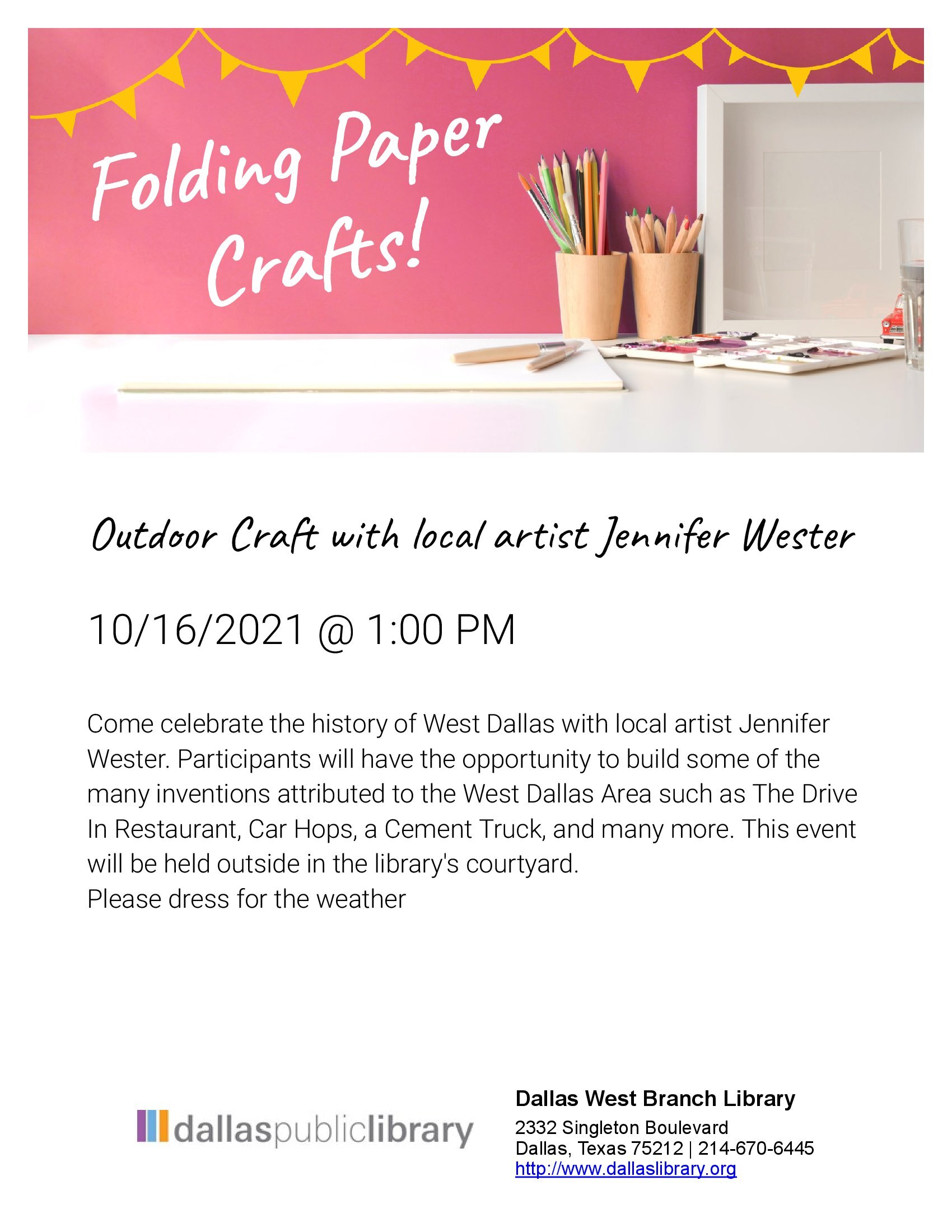 Outdoor Craft with Jennifer Wester 10-16 