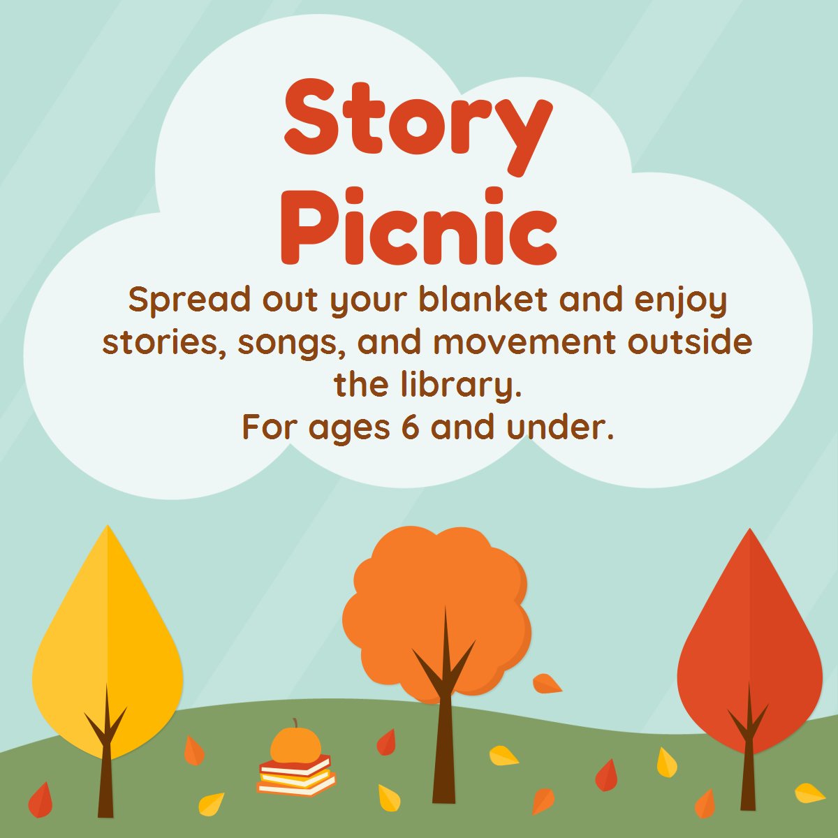 graphic of autumn trees with the title story picnic 