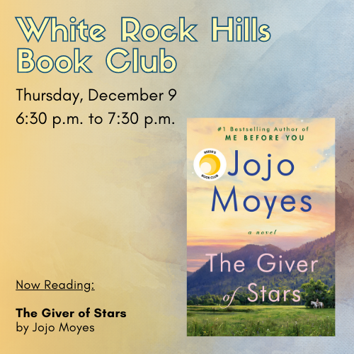 White Rock Hills Book Club Cover Image featuring event details and cover of the book The Giver of Stars