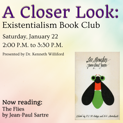 A Closer Look Cover Graphic featuring event details and a cover of the book featuring a fly
