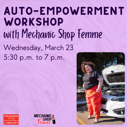 Auto-Empowerment Workshop with Mechanic Shop Femme cover graphic featuring event details and Chaya Milchtein