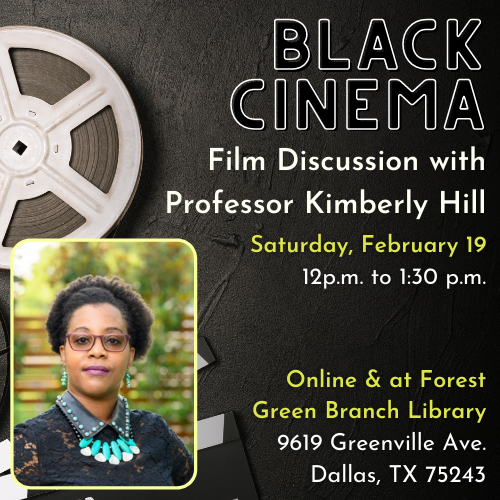 Black Cinema cover graphic featuring an image of Professor Hill and event details
