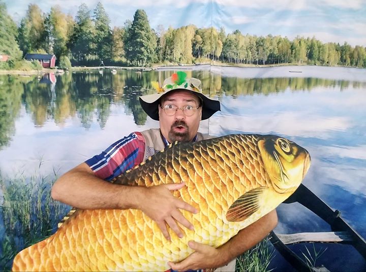 Brett Roberts with large stuffed fish