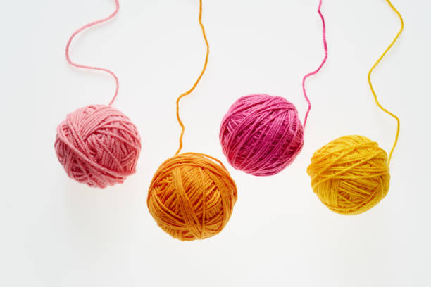 Bright colorful skeins of yarn 