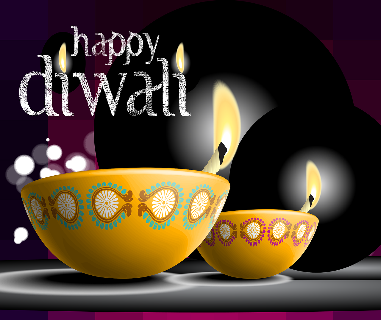 happy diwali, with diyas
