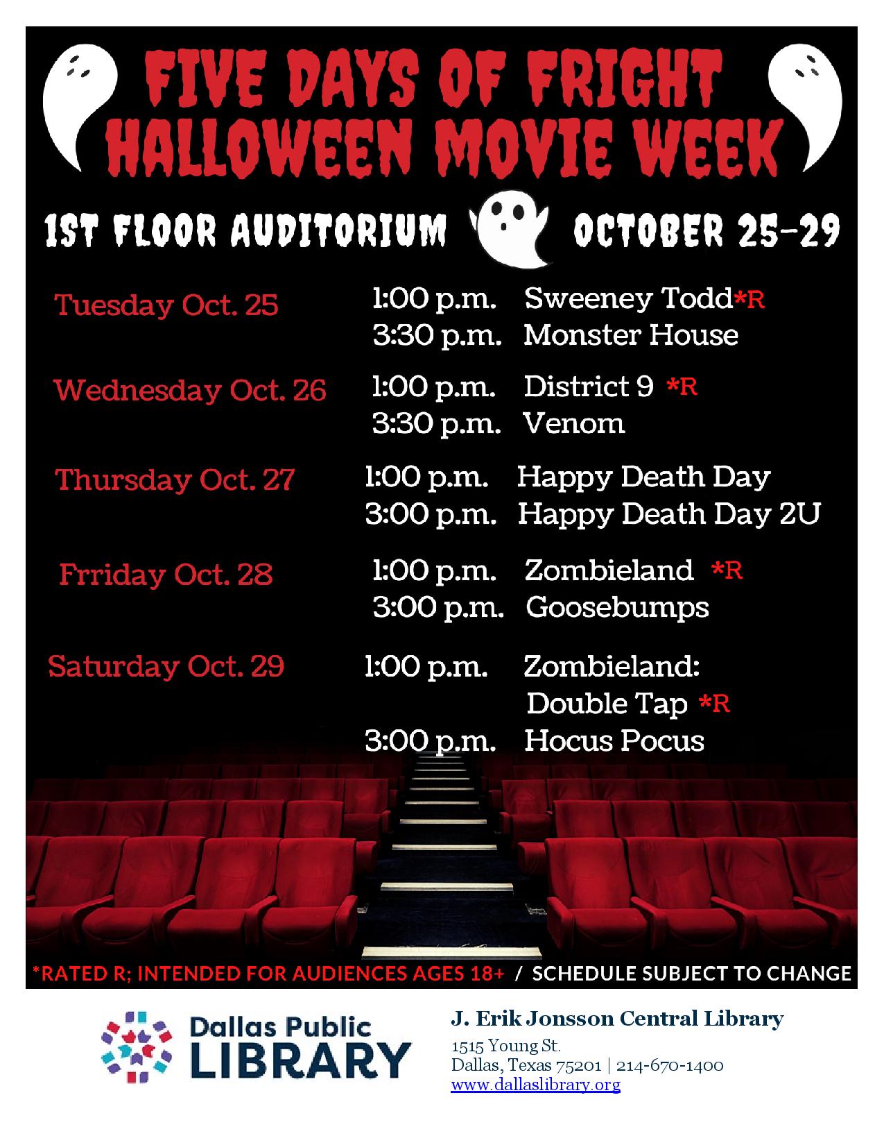 Five Days of Fright Halloween Movie Week