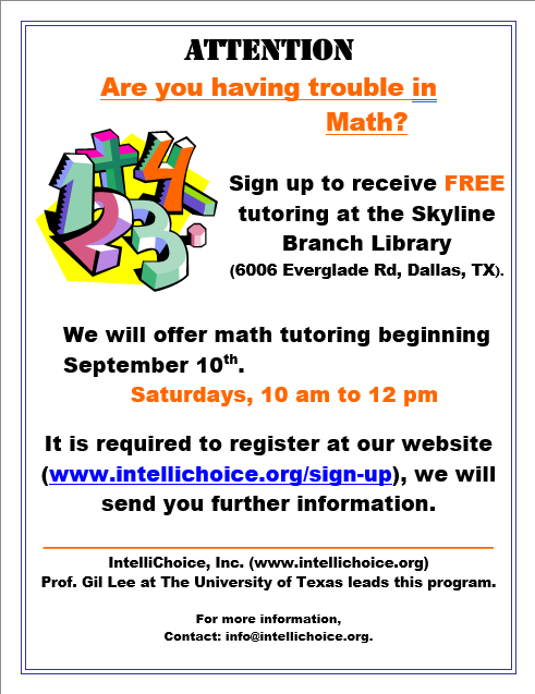 Intellichoice offers free math tutoring