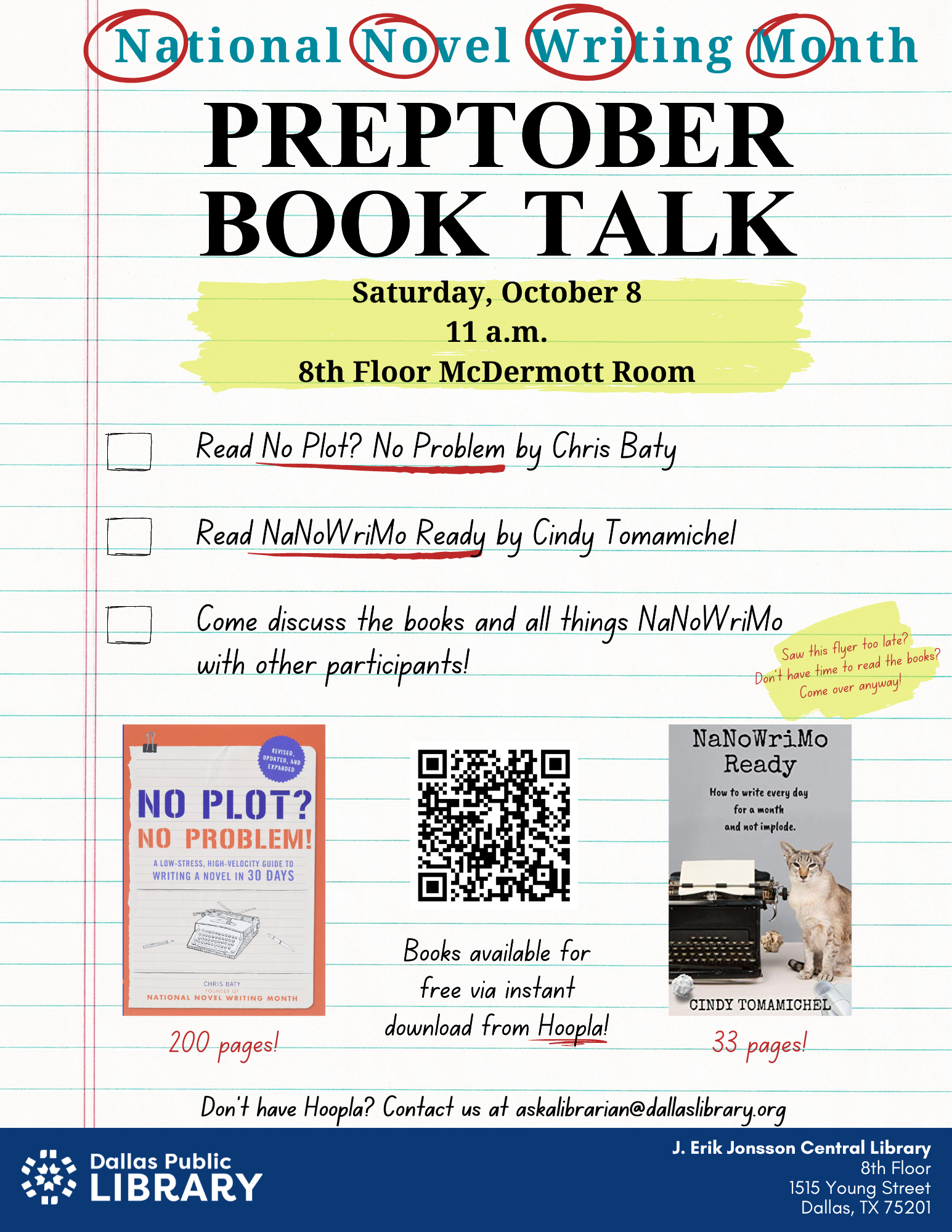 Preptober Book Talk flyer