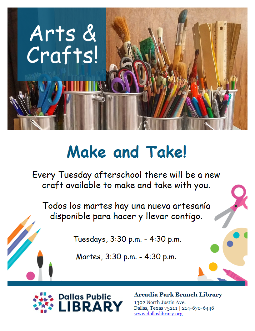 Every Tuesday there is a new craft available to make and take with you.