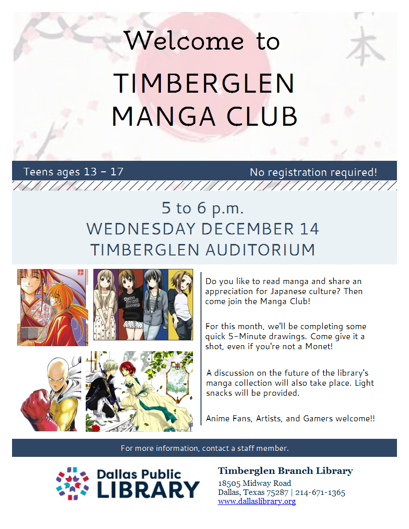 Flyer for Manga Club