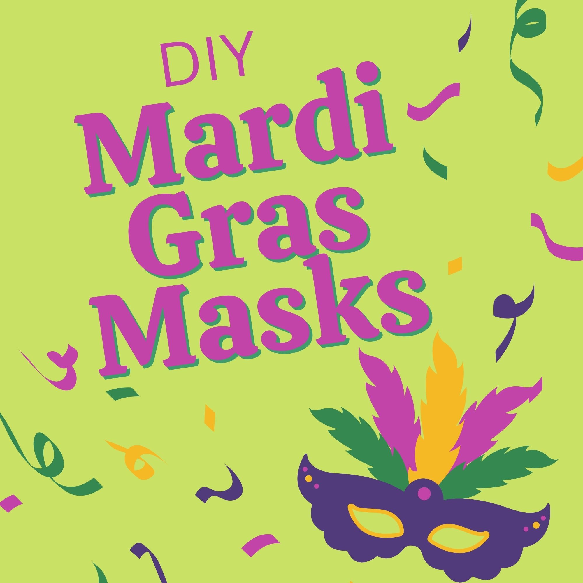 a mardi gras mask on a green background