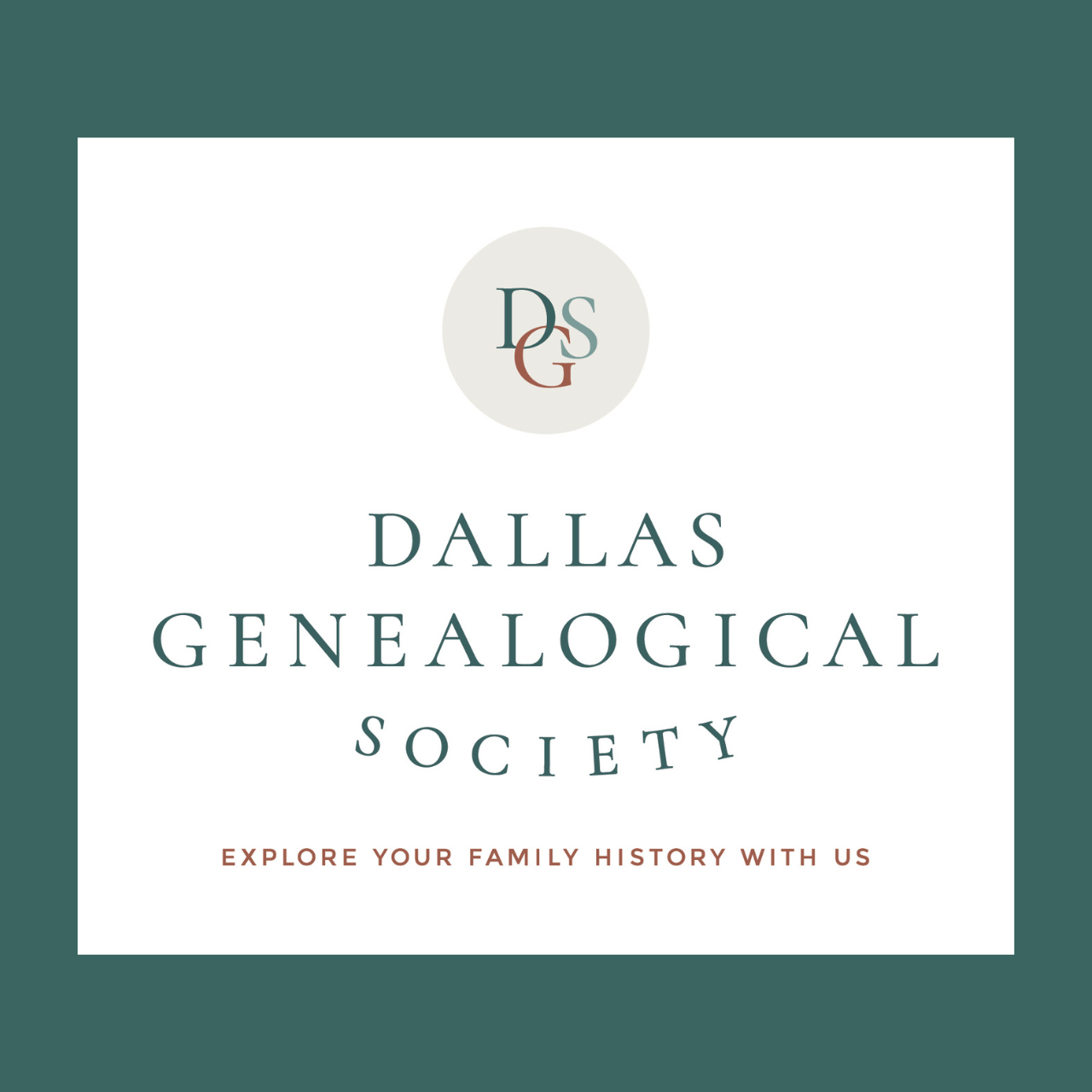 Dallas Genealogical Society Logo over green background