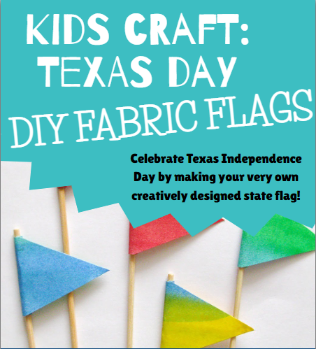 Pennant flags with the text "Kids Craft: Texas Day"