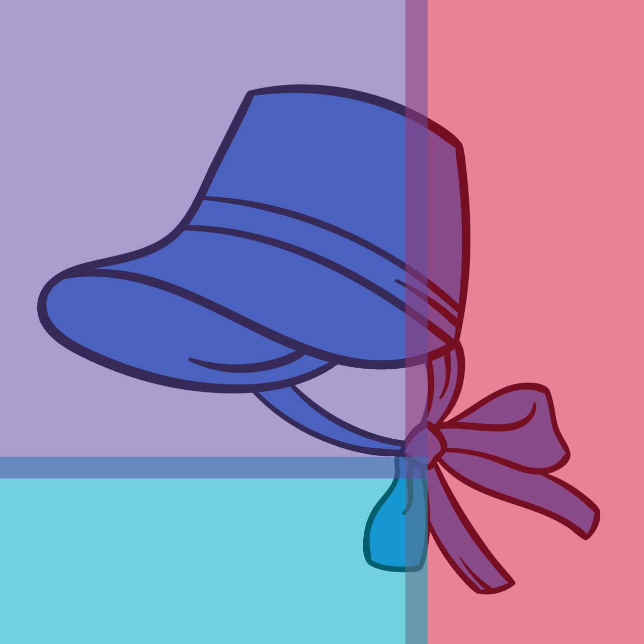 A sunbonnet overlaid with the library colors.