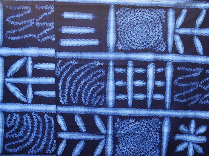 indigo fabric with various designs