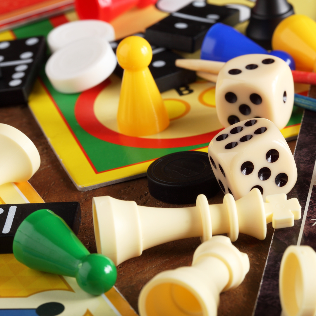 An assortment of game pieces.