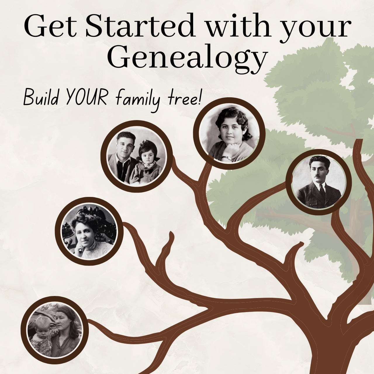 Get Started with your genealogy - family tree with old family pictures