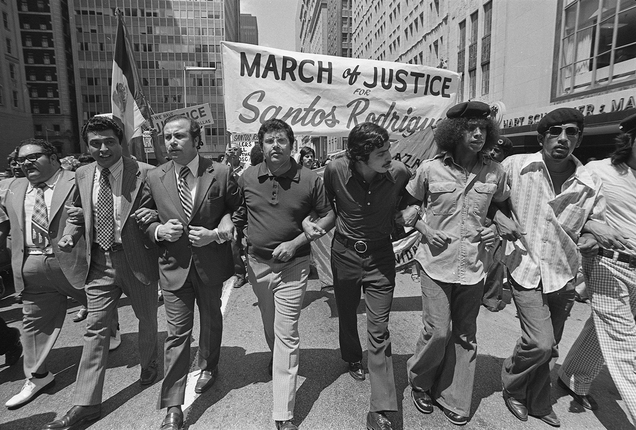 Protestors at the first March of Justice for Santos Rodriguez, August 28, 1973