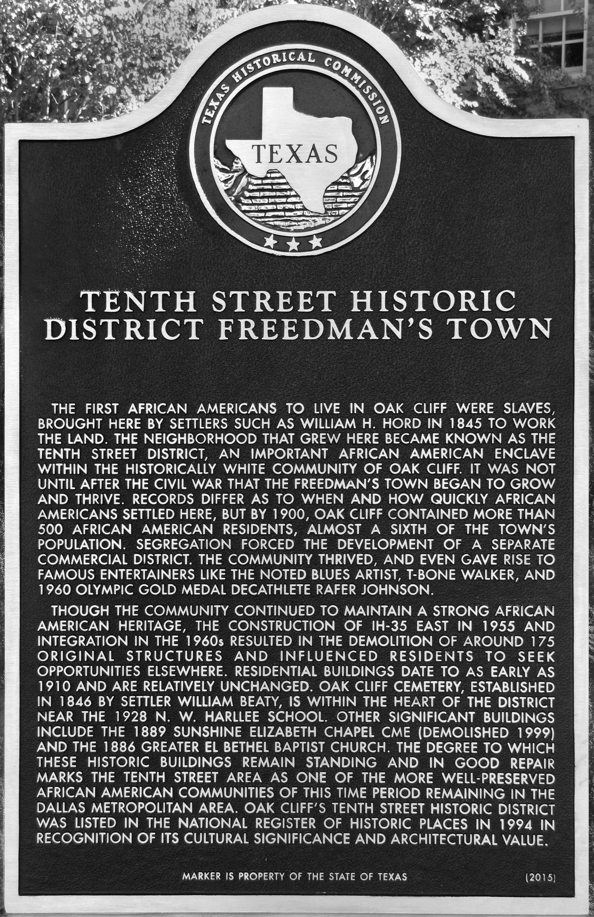 Tenth Street Historical Marker