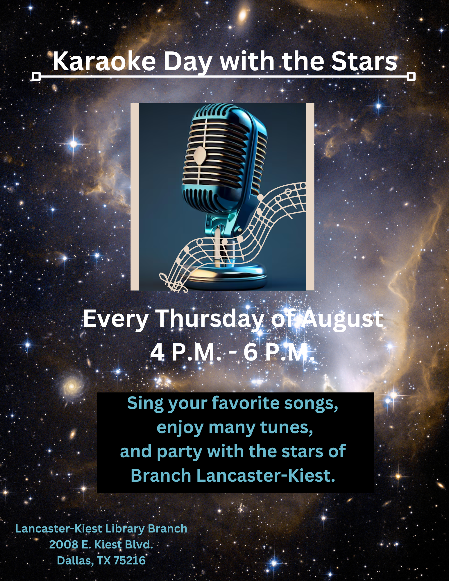 Party and sing along with the stars of Lancaster Kiest Branch Library. 