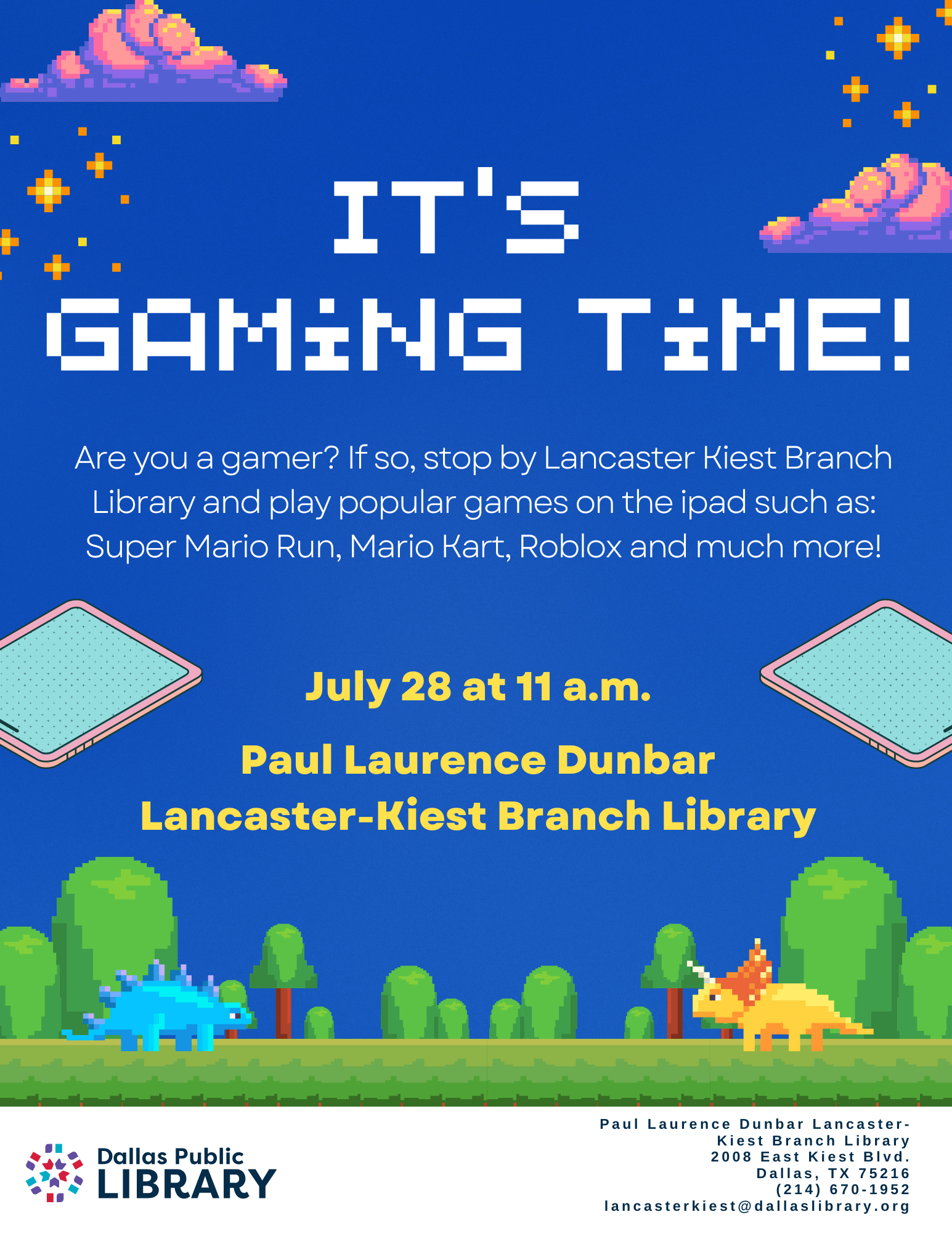 It's Gaming Time!  Dallas Public Library