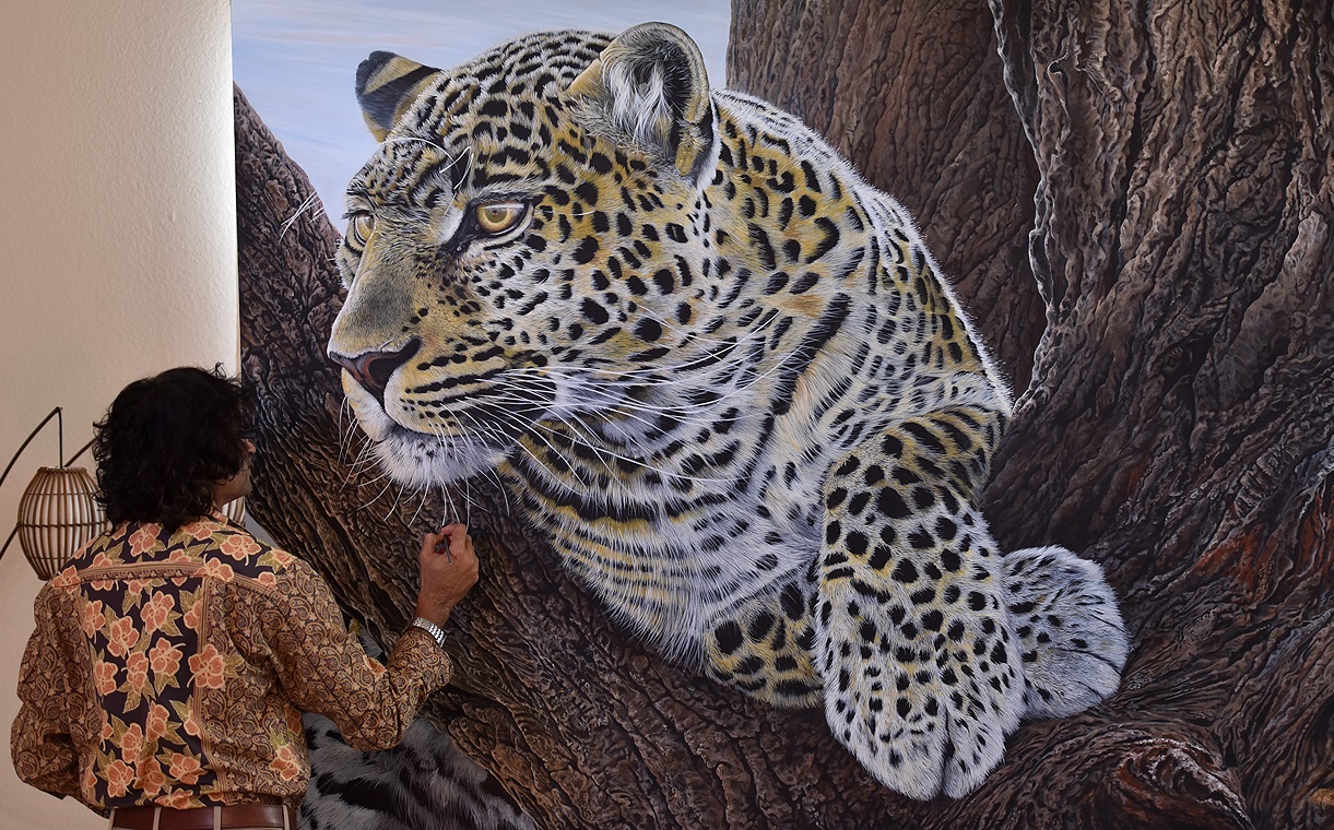 Rahul Vyas painting Leopard in Acacia II