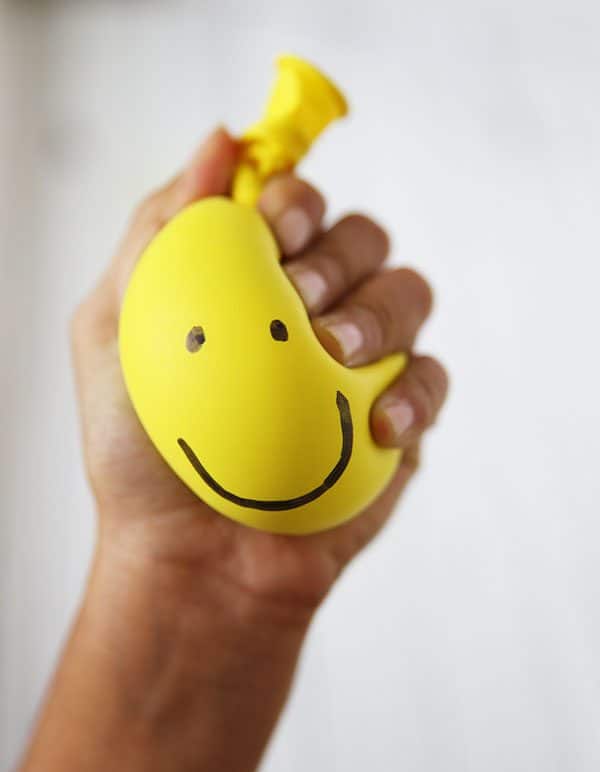 Yellow Homemade Stress Ball with Smiley Face
