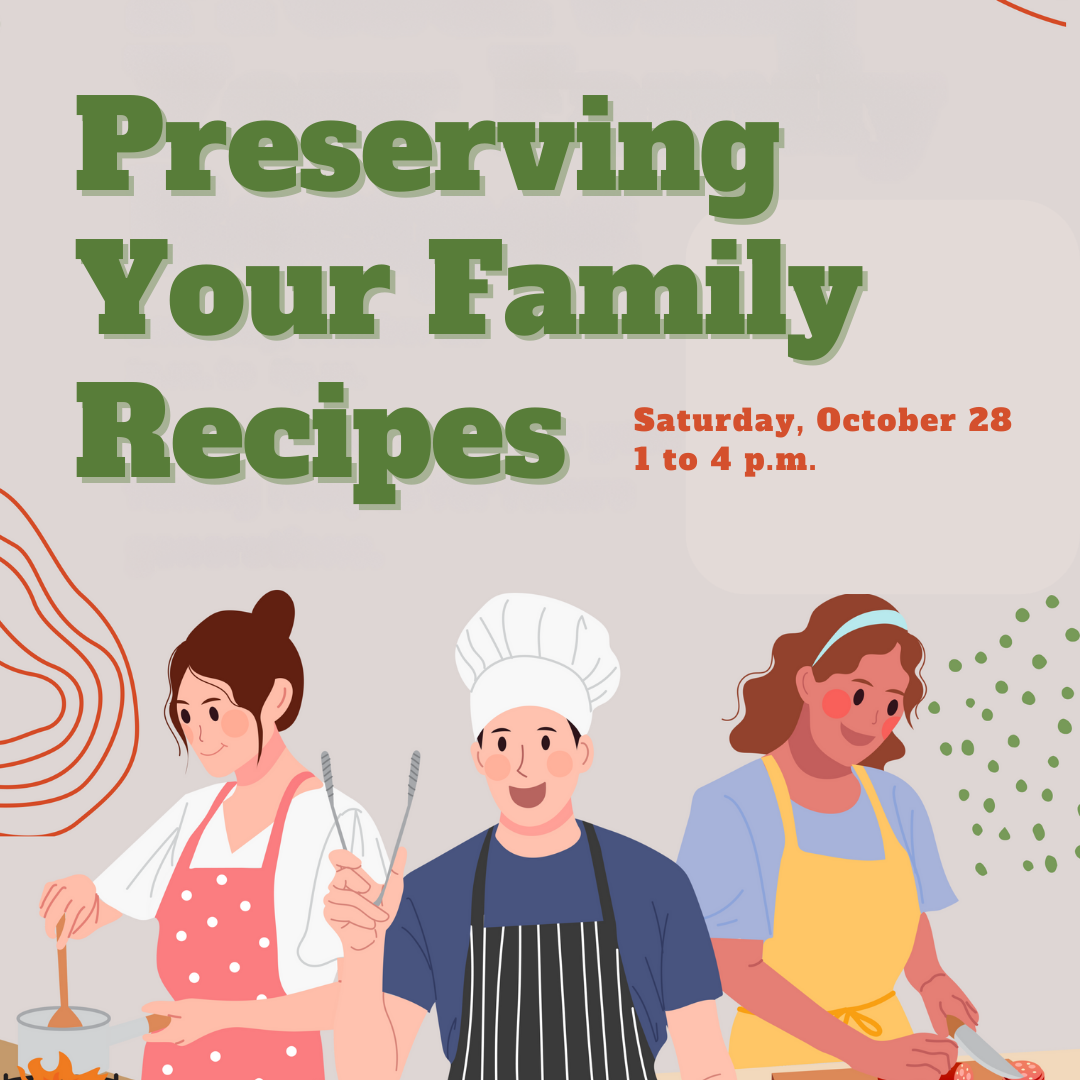 3 cooks in a kitchen - Text: Preserving your family recipes