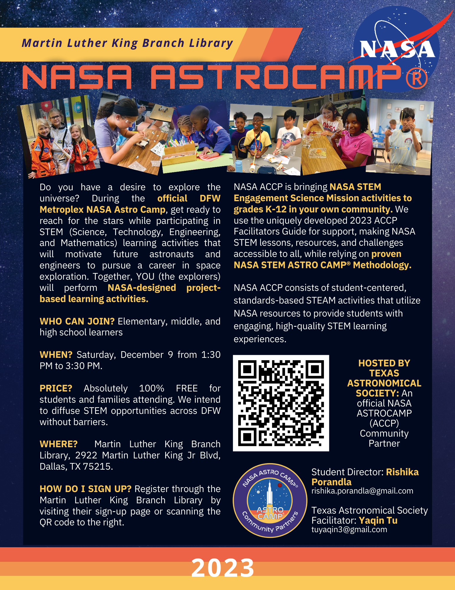 NASA Astro Camp Flyer