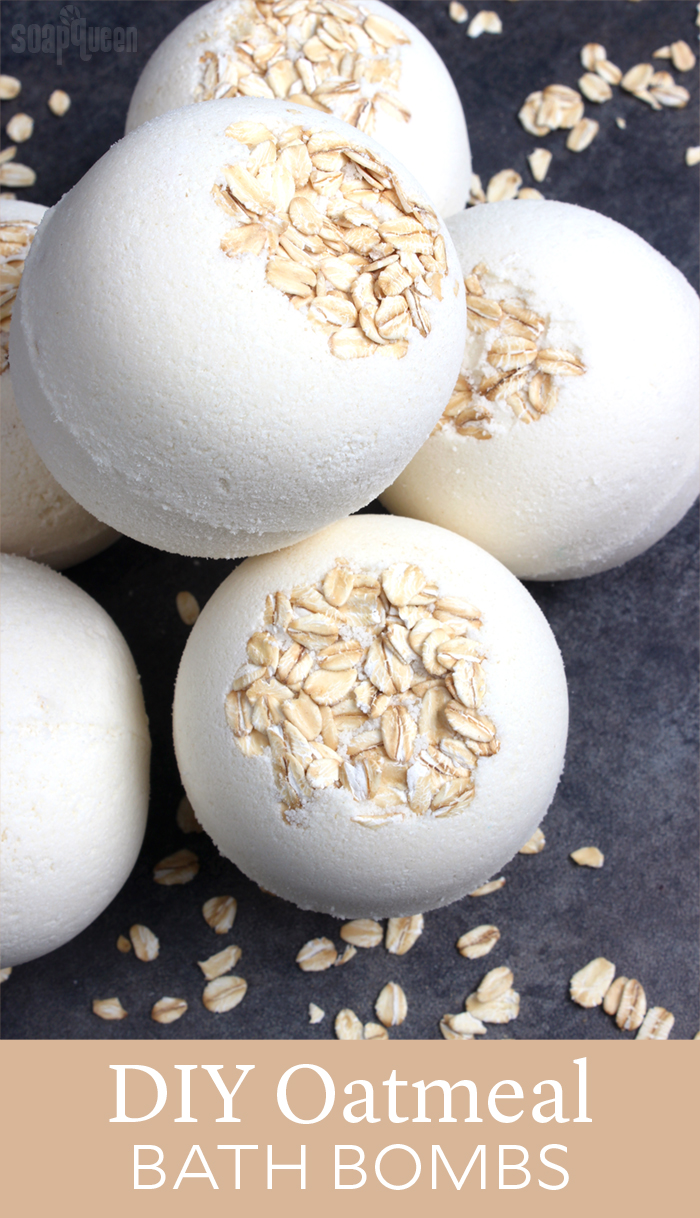 white bath bombs with oats on top