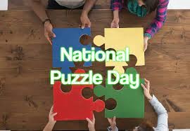national puzzle day with colored puzzle pieces