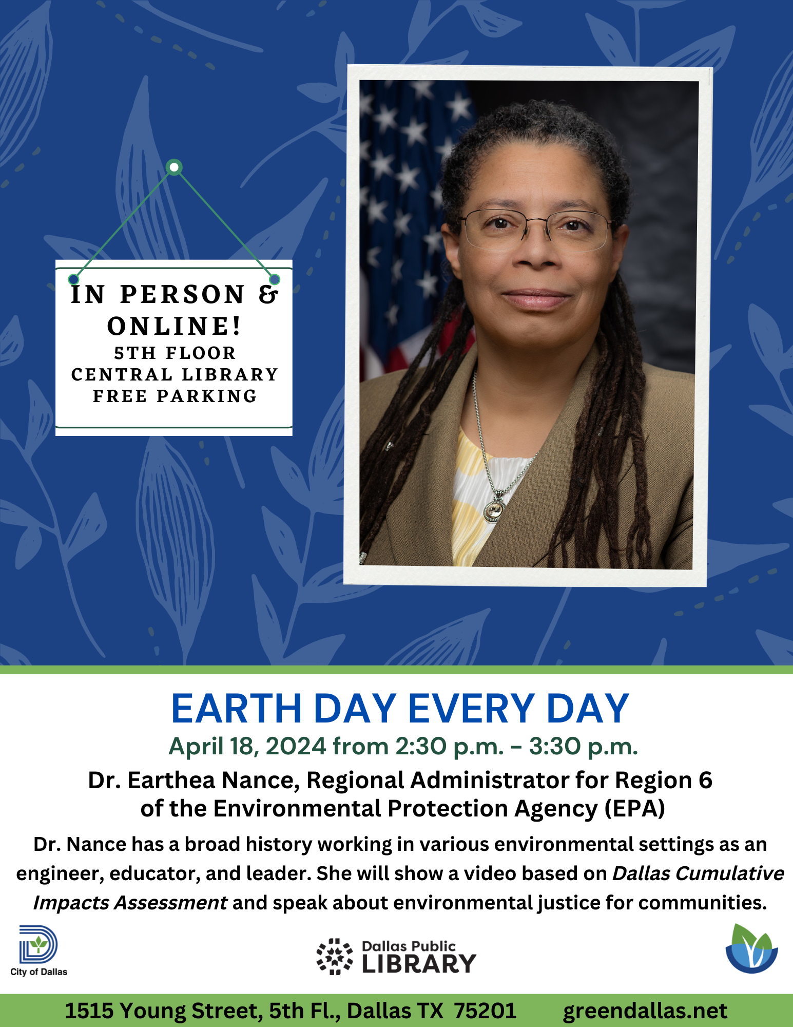 Earth Day Everyday: Dr. Earthea Nance | Dallas Public Library