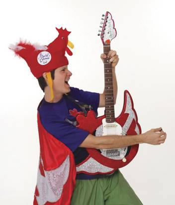 David Chicken with his chicken guitar