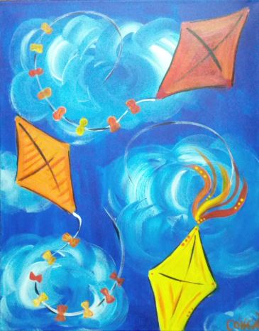 Painting of three kites