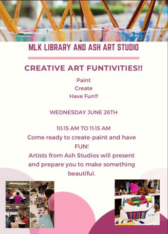 Come ready to create, paint, and have fun! Artists from Ash Studios will present and prepare you to make something  beautiful!