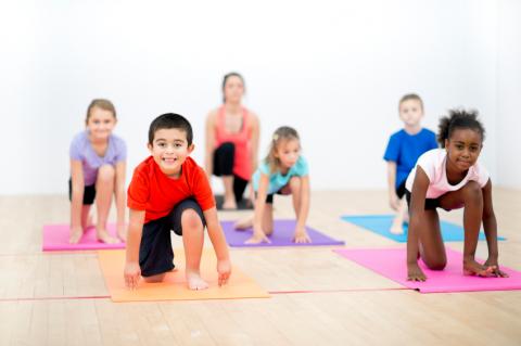 Kids doing yoga