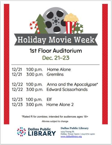 Holiday Movie Week Schedule