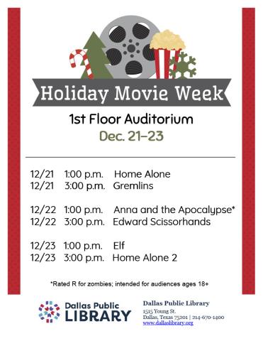 Holiday Movie Week Schedule