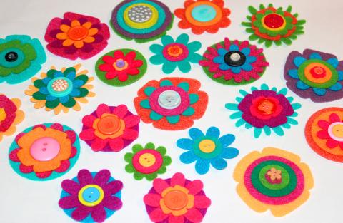 Button Felt Flowers