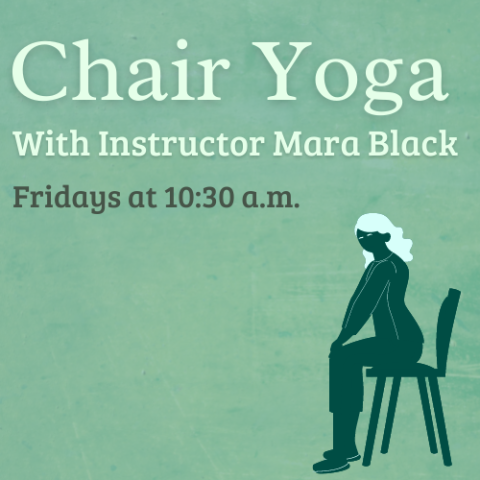 Chair Yoga cover image featuring the silhouette of a person performing a stretch on a chair