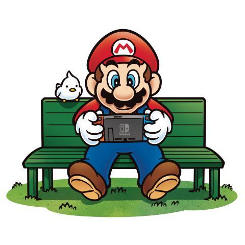 Mario playing a Nintendo switch 