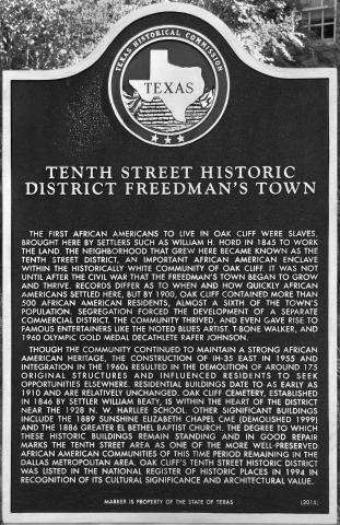 Details for Tenth Street Historic District Freedman's Town Historical Marker