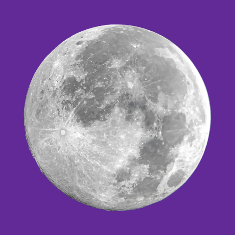 A picture of a full moon on a purple background.