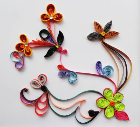 multi color quilling flower