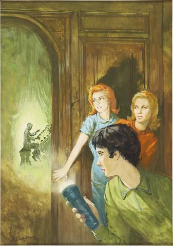 3 Teens Peeking Around a Corner at an Unknown Figure